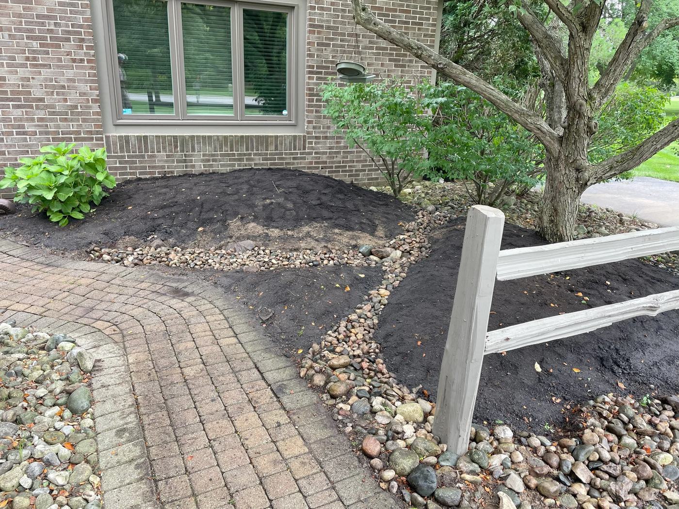 Stone pathway with drainage channel