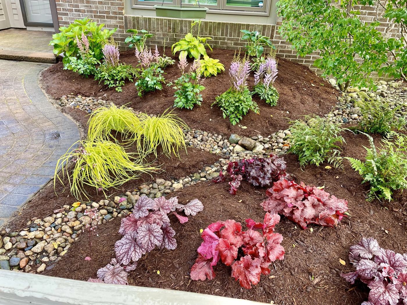 River rock rain garden detail