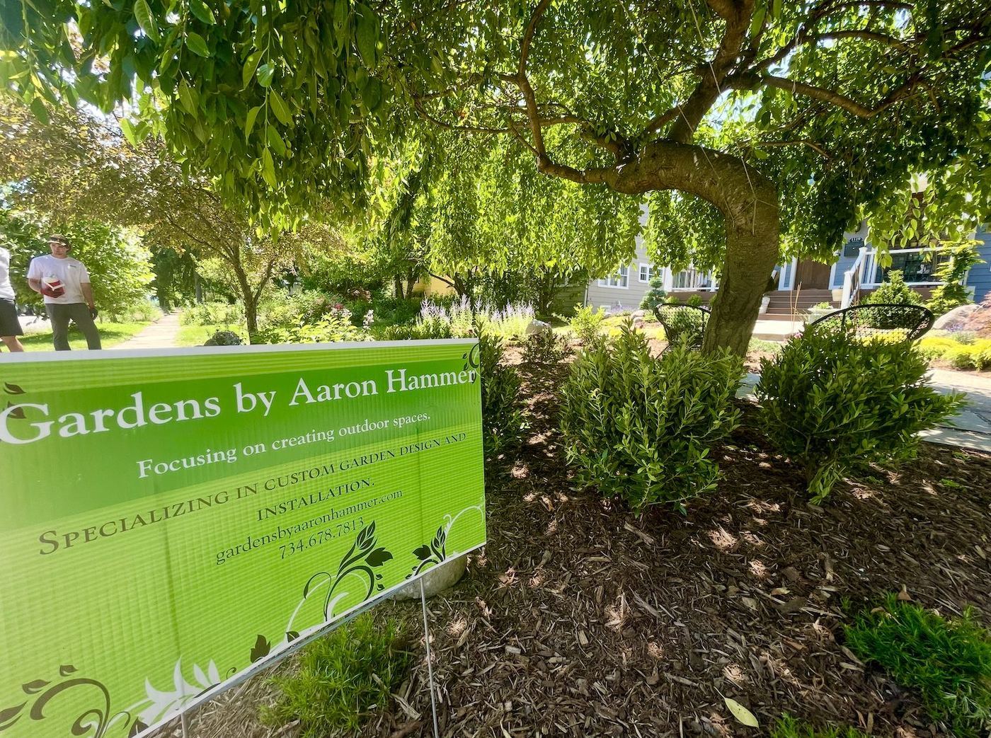 Gardens by Aaron Hammer sign in a freshly planted front garden