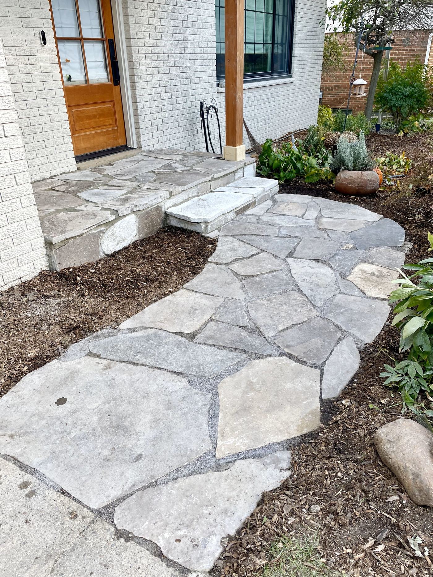 Flagstone front porch and walkway