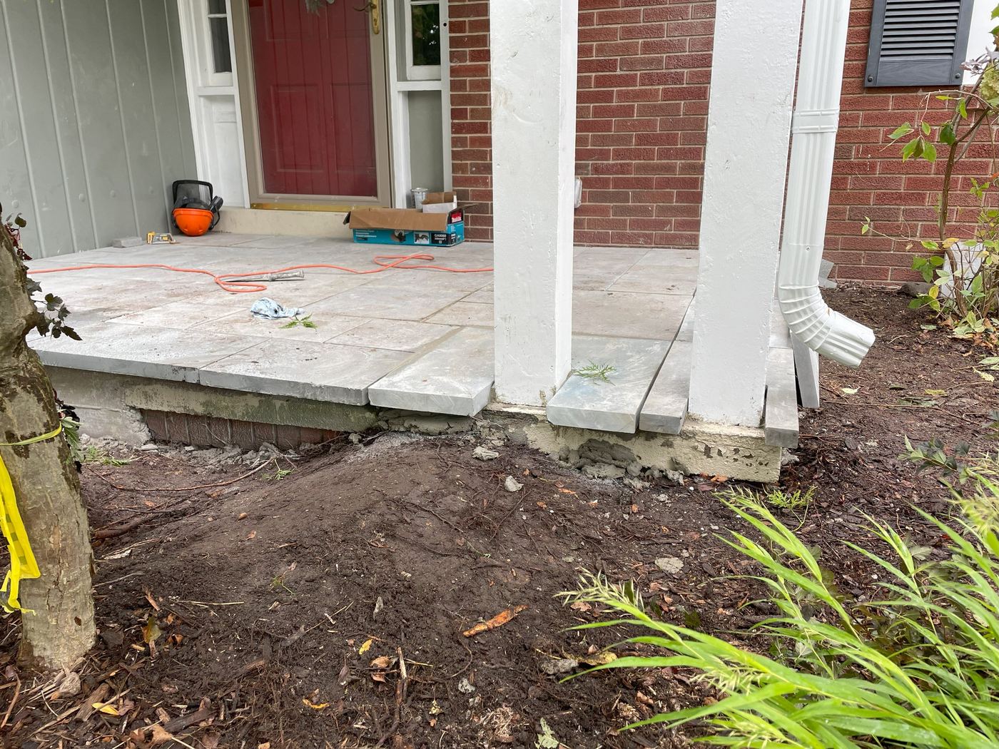Raw flagstone patio before grouting and sealing