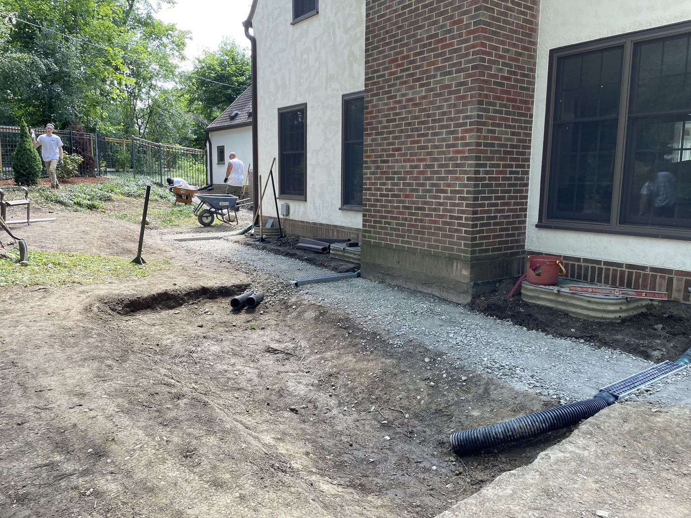 Yard before rain garden and path installation