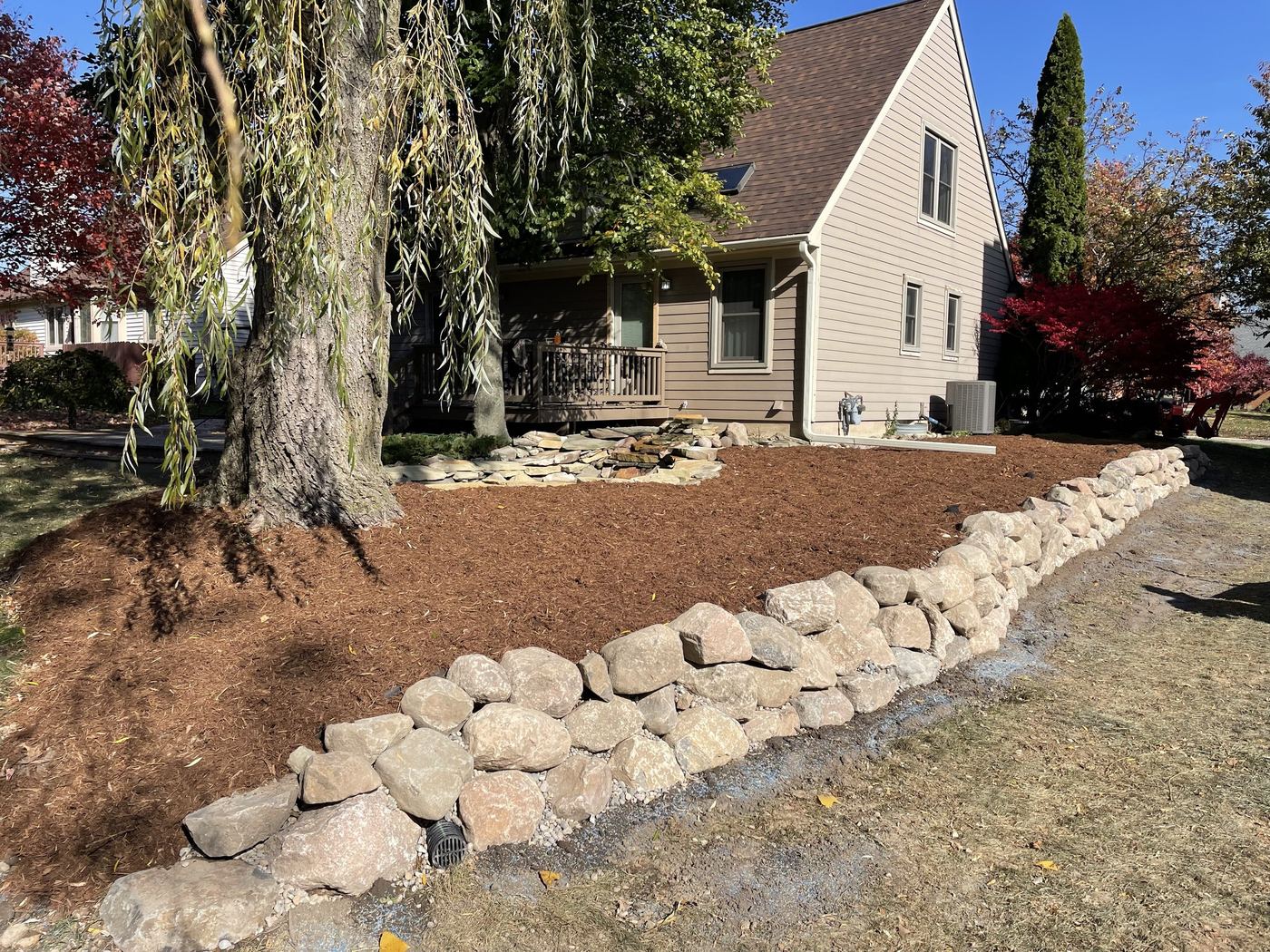 Finished rock wall garden