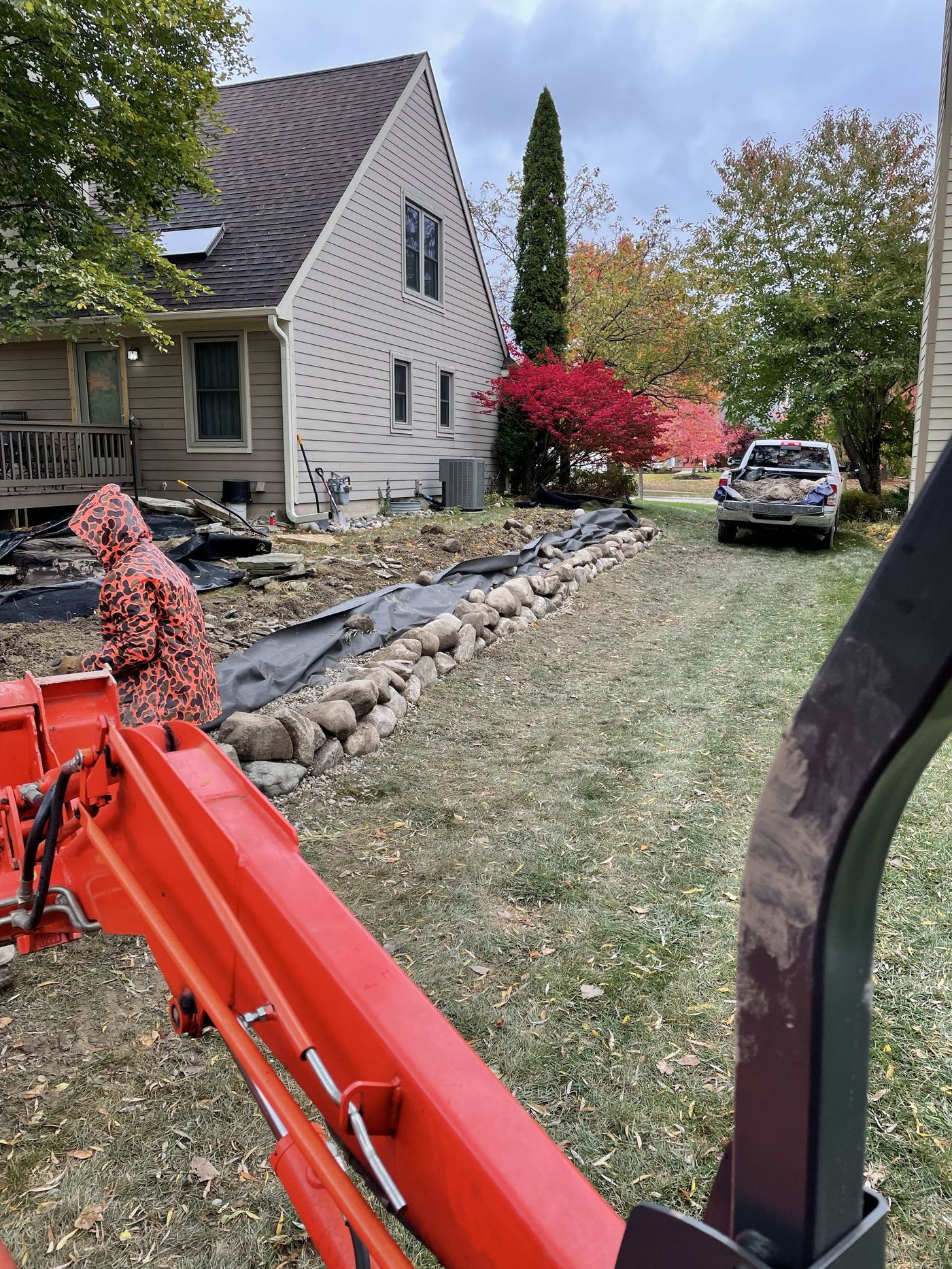 Yard before rock wall installation