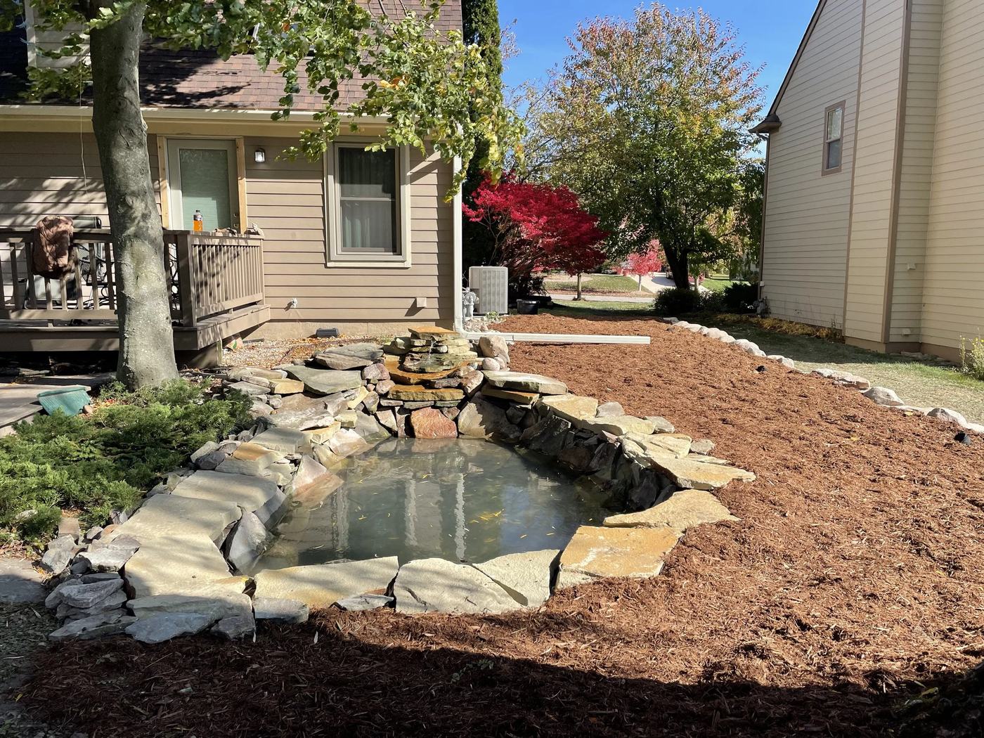 Finished rock wall after installation